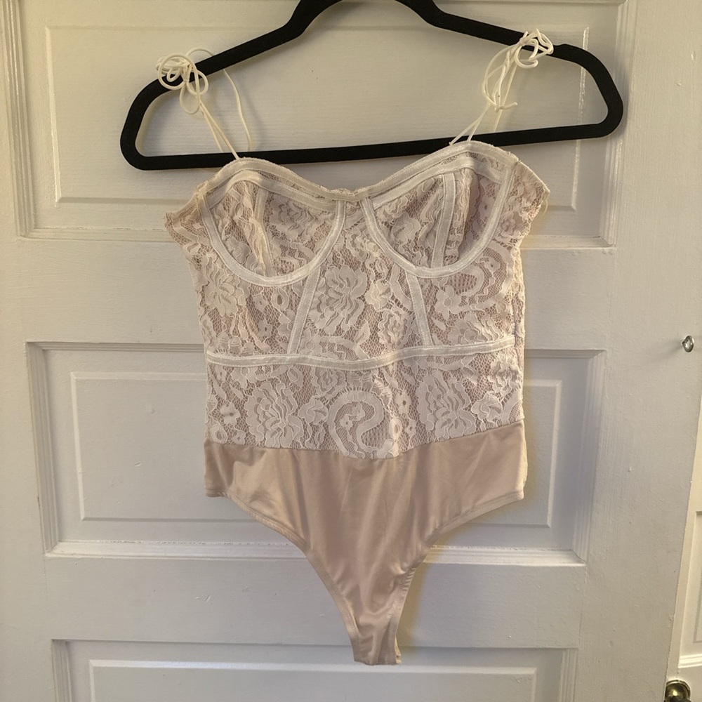 superdown White and Cream Lace Bodysuit